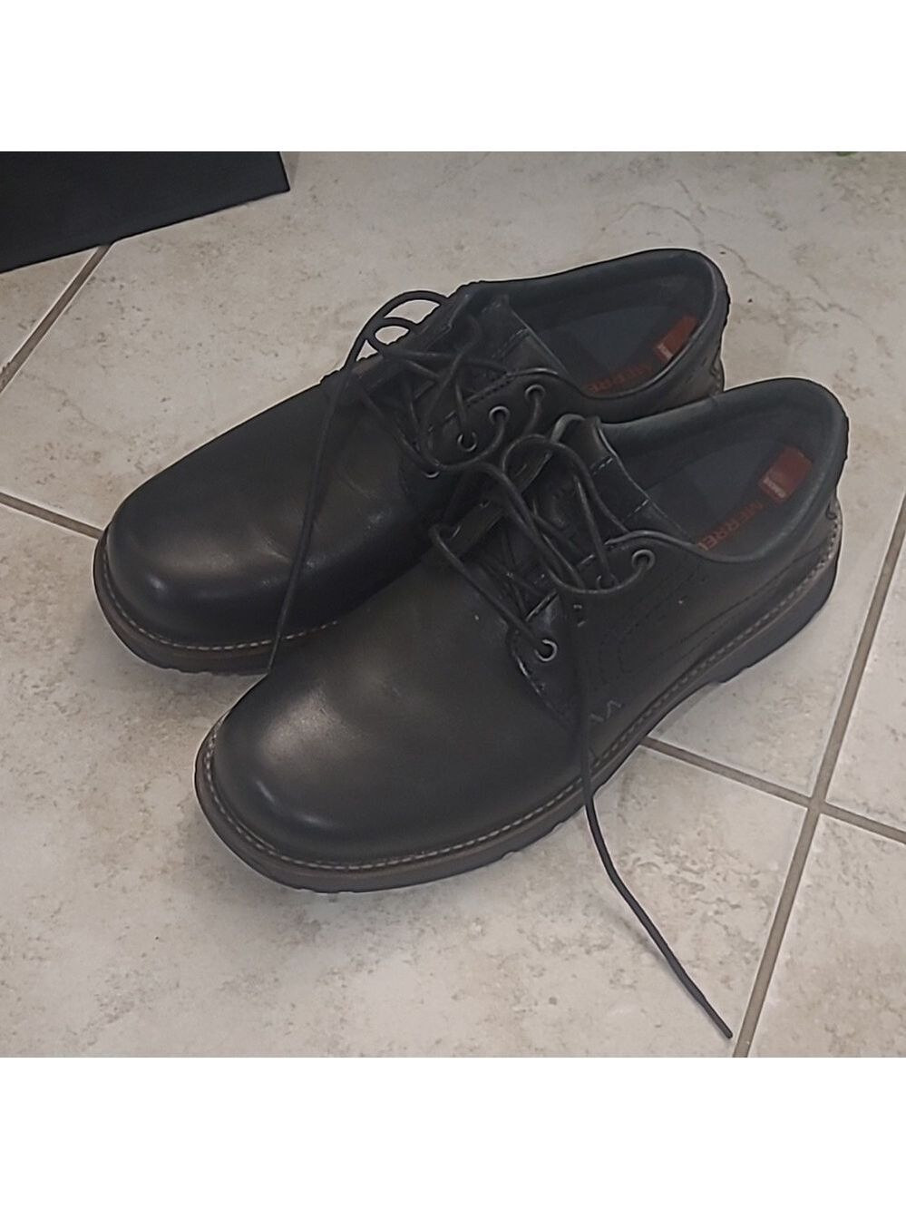 MERRELL REALM LACE MEN'S Espresso BLACK ALL LEATHER WIDE OXFORD SHOES NE…